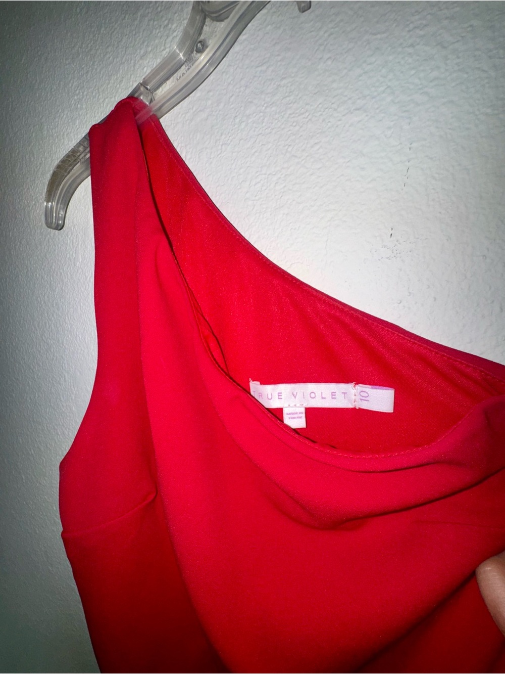 Asymmetric One-Shoulder Red Ruffle Midi Dress - Picture 4 of 5